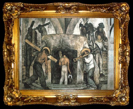 framed  Diego Rivera Into the Mine, ta009-2